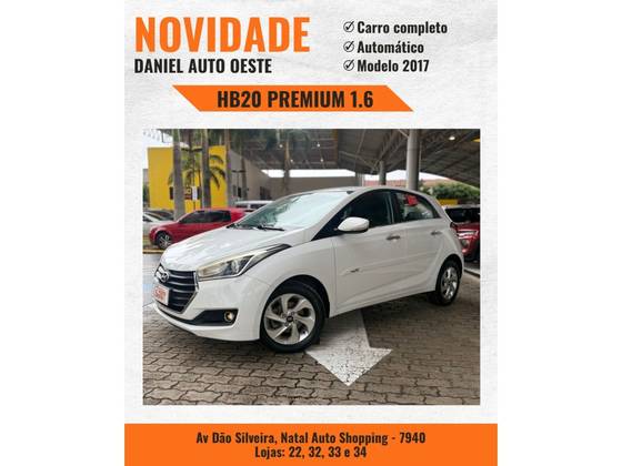 HYUNDAI HB20 1.6 PREMIUM 16V FLEX 4P AUTOMÁTICO HYUNDAI HB20 1.6 PREMIUM 16V FLEX 4P AUTOMÁTICO